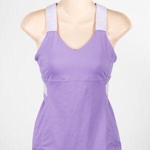 Lululemon Womens Tank Top Purple Gray Sleeveless Scoop Neck Cross Back Straps 6